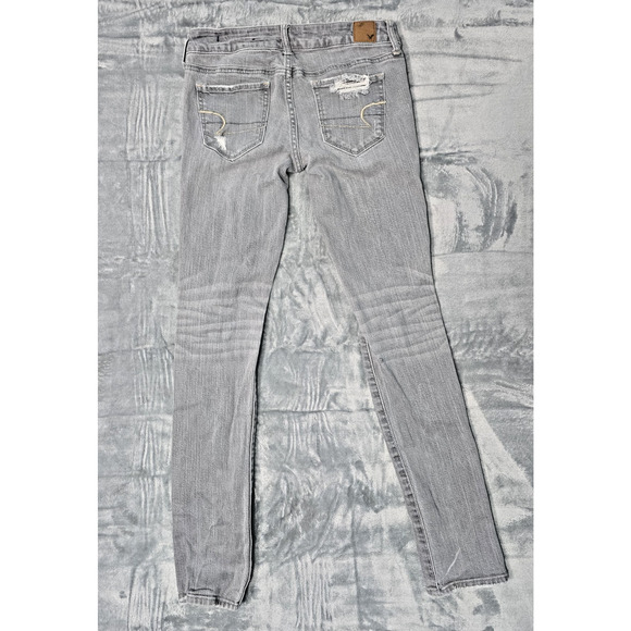 Amercian Eagle Girls Skinny Distressed Jeans Size 2 Gray B0084 - Picture 2 of 5